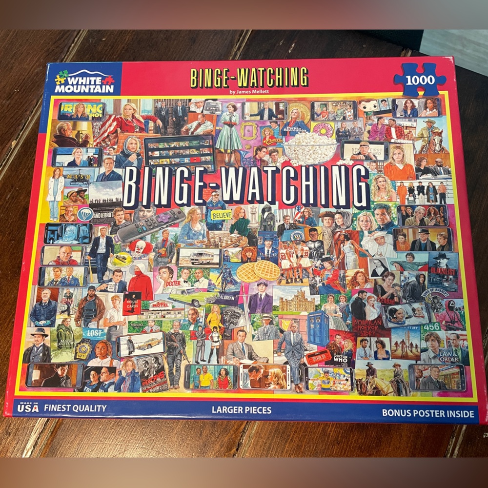 White Mountain "Binge Watching"  TV Movie 1,000 Piece‎ Puzzle Larger Pieces